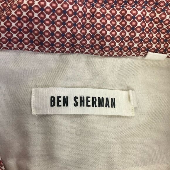 Ben Sherman Men’s Small Red Black Geometric Print Long Sleeve Button Down Shirt - Picture 8 of 13